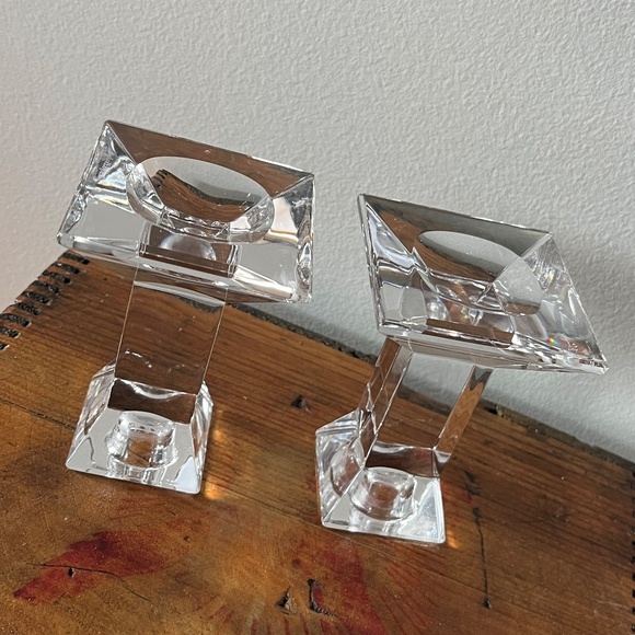 Villeroy & Bach Clear Glass Tapered Candle Holders - Picture 4 of 4